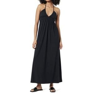 French Connection Portugal Kapri Gathered Halter Dress Black Maxi Sz 6 A003422